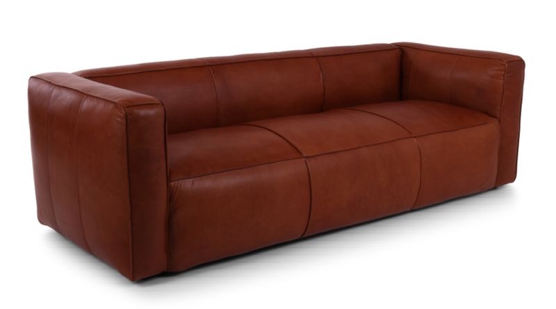 LEYLA, Ledersofa natur braun 3 Sitzer modernes Design