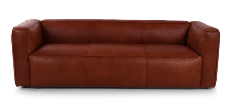 LEYLA, Ledersofa natur braun 3 Sitzer modernes Design