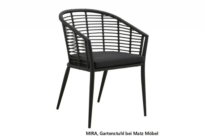 MIRA, moderner Gartenstuhl schwarz Polyrattan schwarz