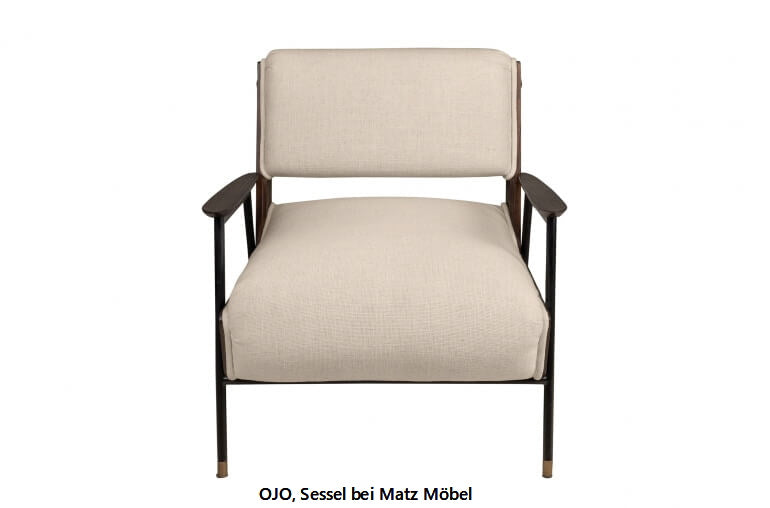 OJO, Designer Sessel beige Holz Armlehne
