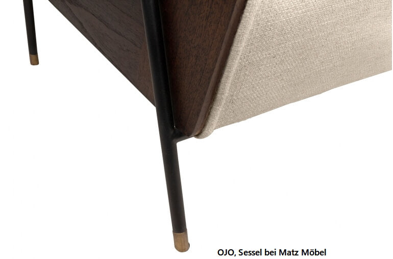 OJO, Designer Sessel beige Holz Armlehne