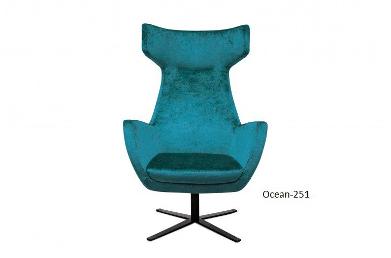 JOSUA, Ohrensessel Samt in blau, rot, lila Farben, Designer Sessel-Egg Chair, Drehsessel