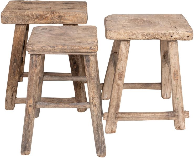 PEER, Altholz Hocker rechteckig, kleiner Tisch aus altem Holz