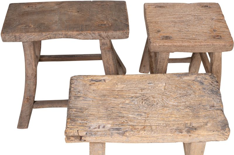PEER, Altholz Hocker rechteckig, kleiner Tisch aus altem Holz