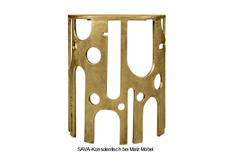 SAVA, Designer Konsolentisch gold halbrund