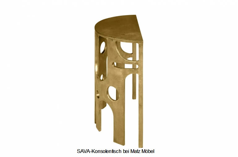 SAVA, Designer Konsolentisch gold halbrund