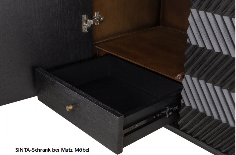 Hochbeiniger Schrank SINTA; 2 Türen, 2 Schubladen, 1 Regal