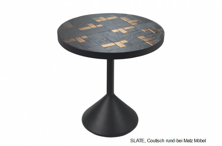 SLATE, Couchtisch rund gold-schwarz, Wohnzimmertisch