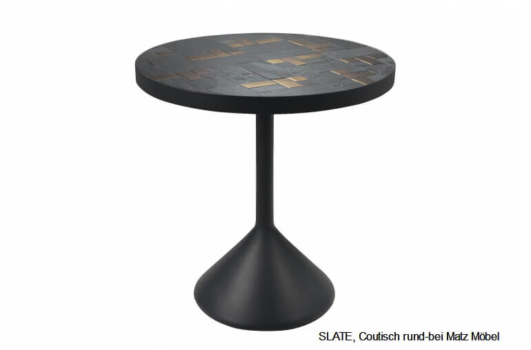 SLATE, Couchtisch rund gold-schwarz, Wohnzimmertisch
