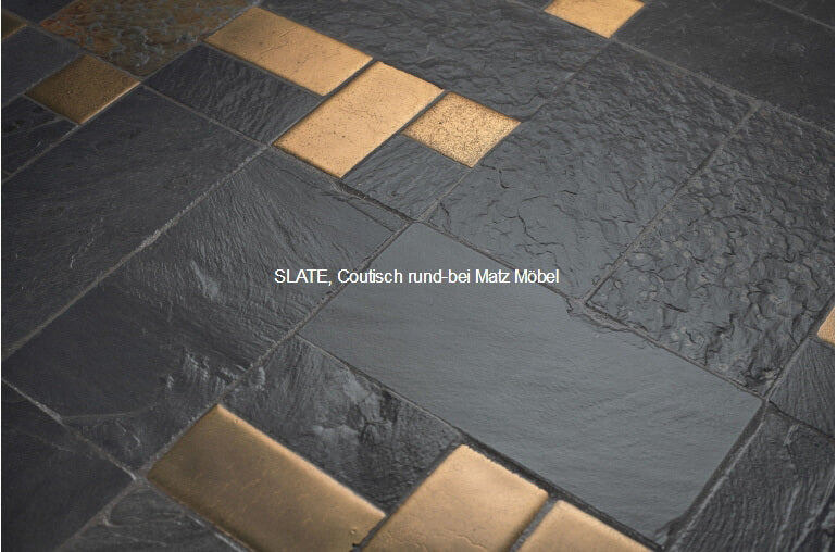 SLATE, Couchtisch rund gold-schwarz, Wohnzimmertisch