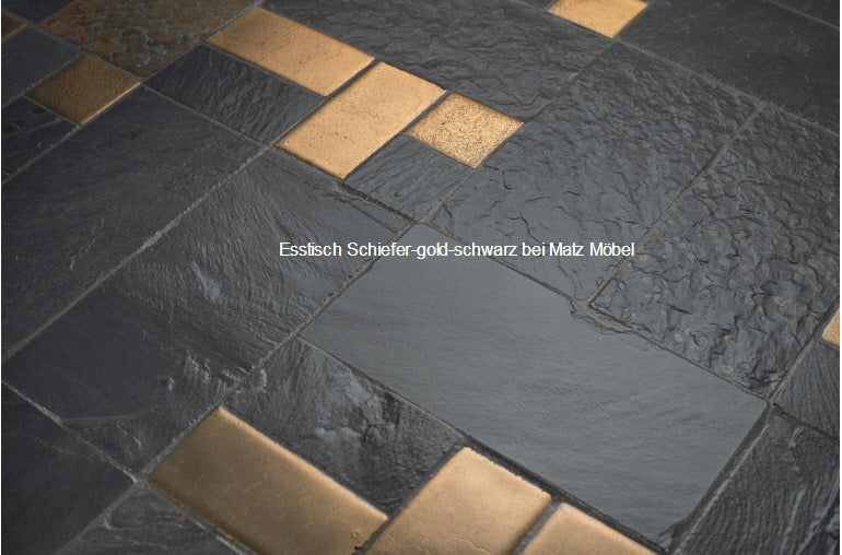 SLATE, Esstisch gold-schwarz, Steintisch Schiefer
