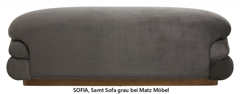 SOFIA, Samt Sofa grau 3 Sitzer, Couch