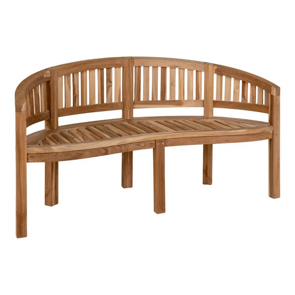SURE, Gartenbank 150 cm halbrund Holz, Bananenbank
