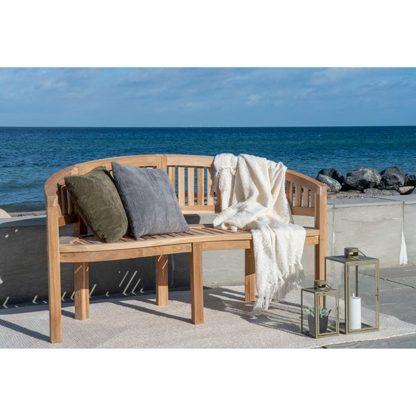 SURE, Gartenbank 150 cm halbrund Holz, Bananenbank