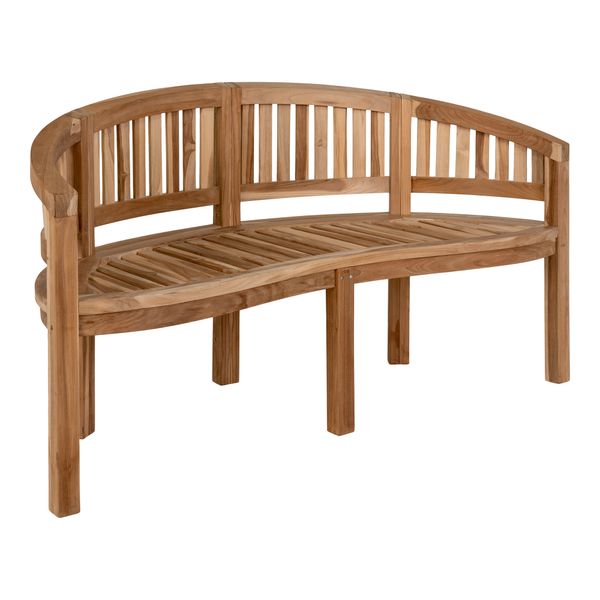 SURE, Gartenbank 150 cm halbrund Holz, Bananenbank