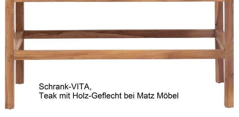 VITA, Schrank Holz-Rattan, Wohnzimmerschrank mit Wiener Geflecht