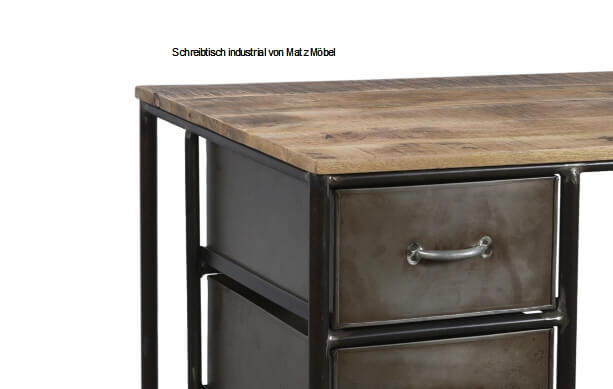 CARLO, Schreibtisch Metall-Holz Industriedesign