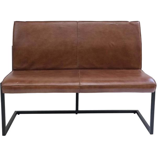LILO-1, Sitzbank Leder-Metall 122 cm, industrielle Lederbank