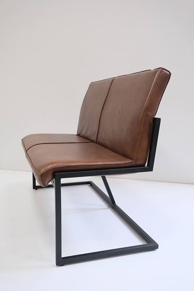 LILO-1, Sitzbank Leder-Metall 122 cm, industrielle Lederbank