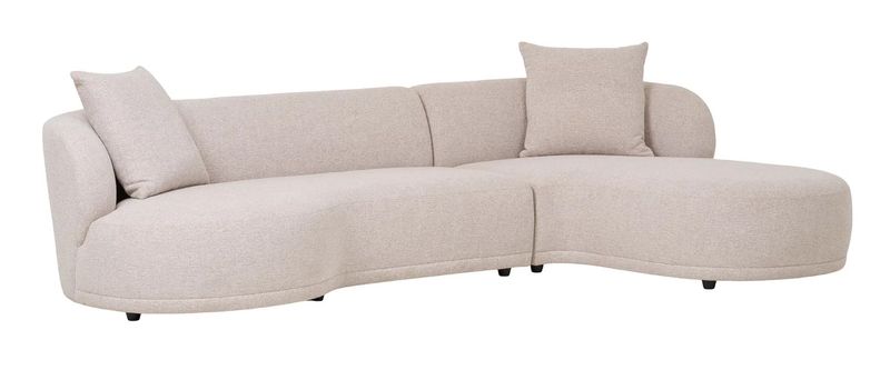 Stoff Sofa KING naturweiß mit Longchair rechts
