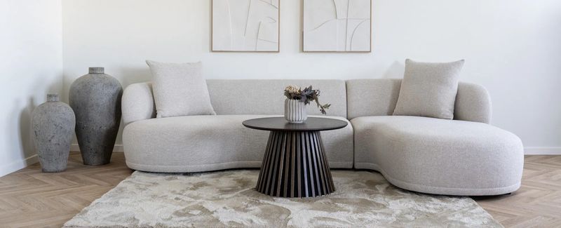 Stoff Sofa KING naturweiß mit Longchair rechts