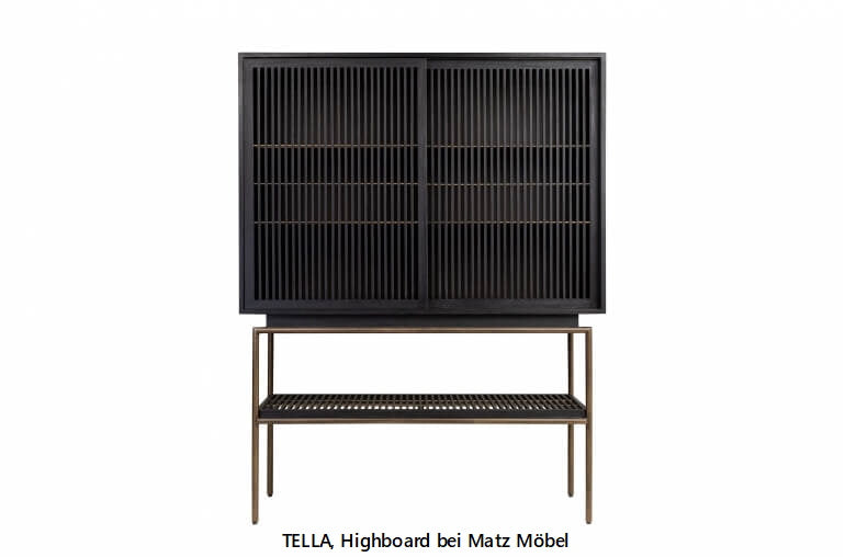 TELLA, Designer Highboard, Schrank Metall-Holz