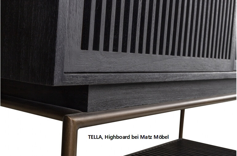 TELLA, Designer Highboard, Schrank Metall-Holz