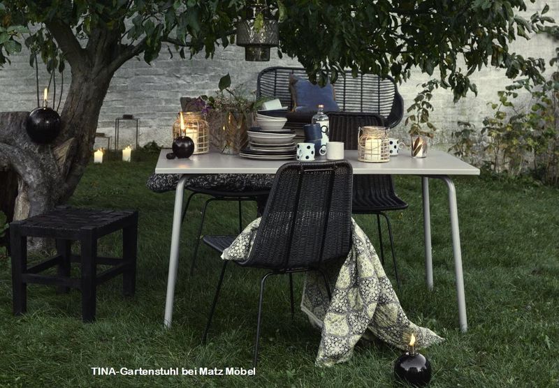GABI, Gartenbank 2 Sitzer Polyrattan schwarz
