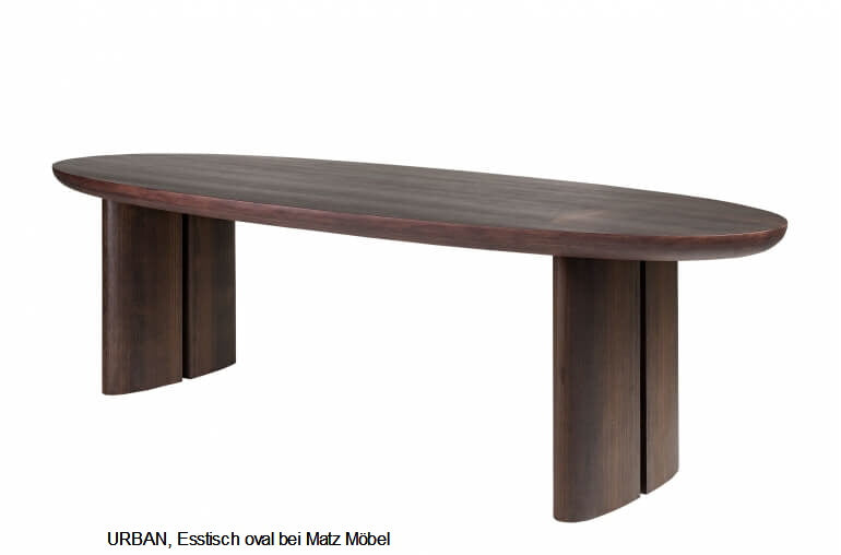 Esstisch URBAN dunkelbraun oval viele Größen, Designermöbel