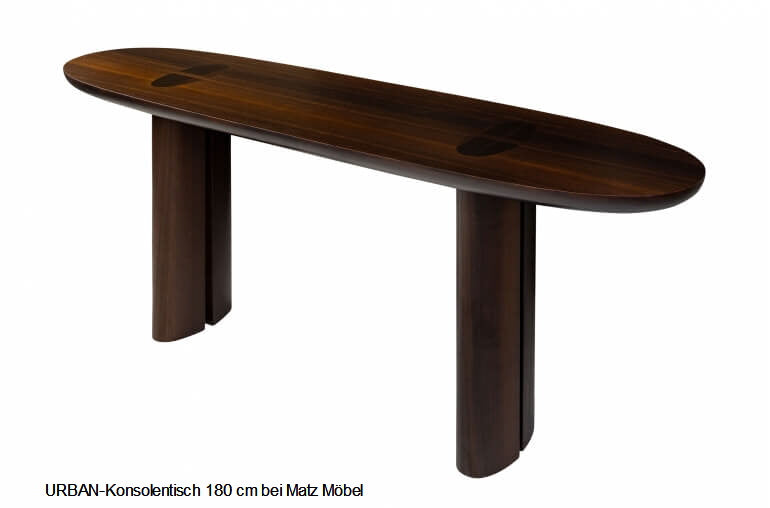 URBAN, Designer Konsolentisch oval Massivholz 2 Größen