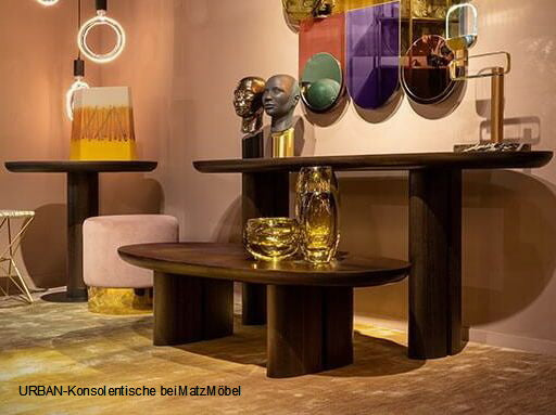 URBAN, Designer Konsolentisch oval Massivholz 2 Größen