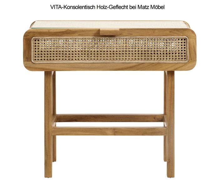 VITA, Konsolentisch Holz-Rattan