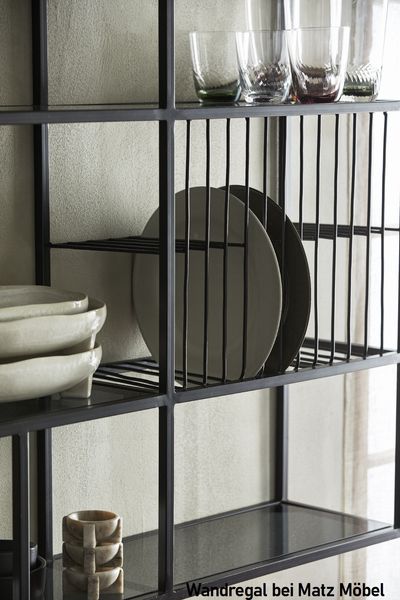 ARA, Wandregal schwarz Metall, Küchenregal Industriedesign