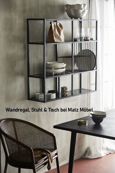 ARA, Wandregal schwarz Metall, Küchenregal Industriedesign