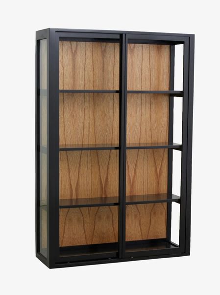 Wandvitrine EILA mit Schiebetüren Holz-Glas