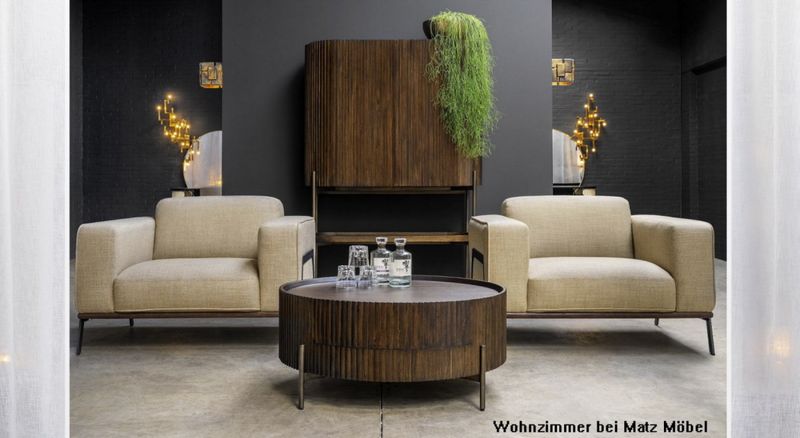 POGO, Hochbeiniger Designer Schrank oval mit Regal Holz-Messing, Designermöbel