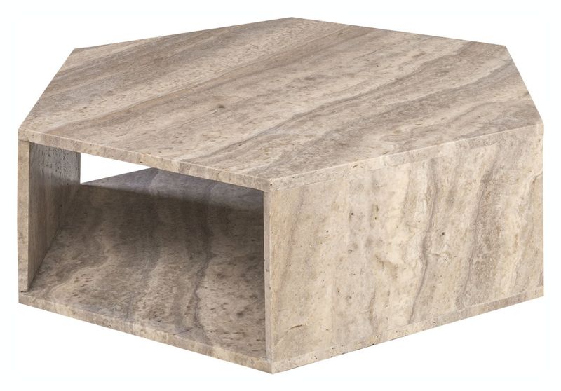 XENA, Couchtisch grau Travertin-Marmor