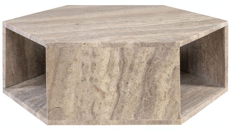 XENA, Couchtisch grau Travertin-Marmor