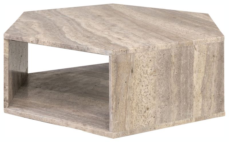 XENA, Couchtisch grau Travertin-Marmor