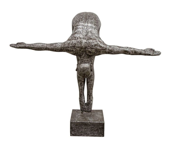 01, Abstrakte Alu-Standfigur, Statue "Schwimmer zum Sprung" H 135 cm