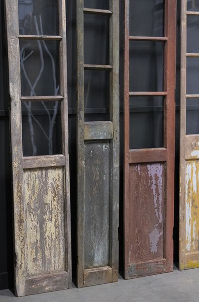 Alte Tür-Seitenteile mit Glas im 2er Set