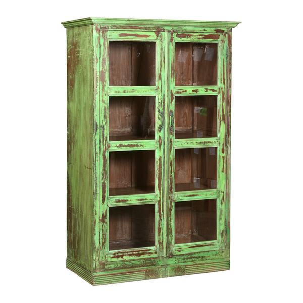 Grüne Vitrine SINA, vintage Landhaus Küchenschrank Unikat