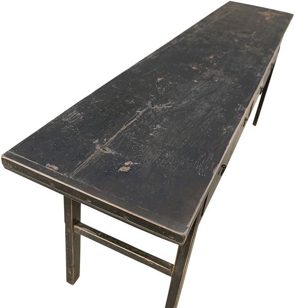 Alter Konsolentisch B 232 cm mit 5 Schubladen, Massivholz Konsole, antike Möbel