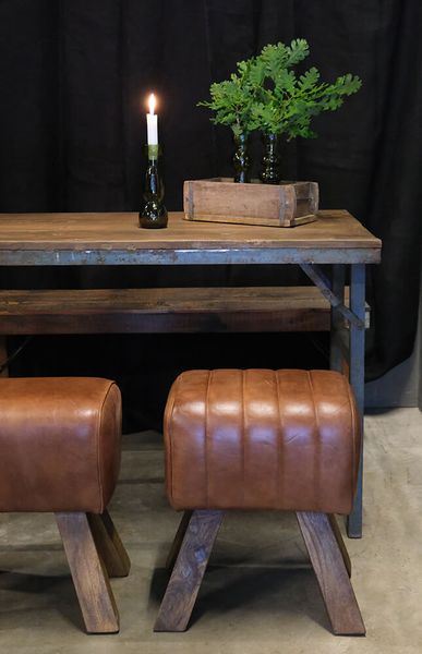 ANO, vintage Konsolentisch Holz-Metall Klapptisch industrial