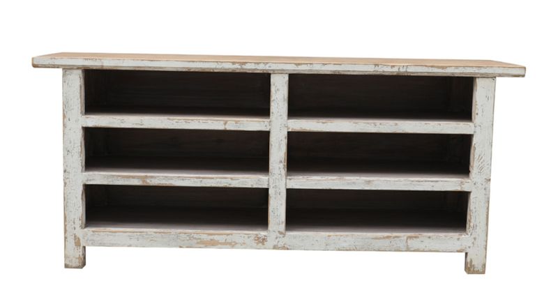 Alter Tresen shabby weiß B 200 cm, Verkaufstresen Holz Landhausstil