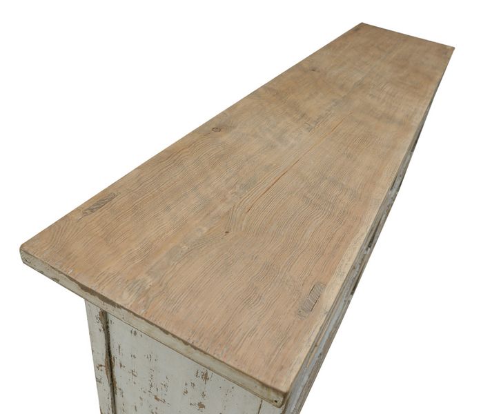 Alter Tresen shabby weiß B 200 cm, Verkaufstresen Holz Landhausstil