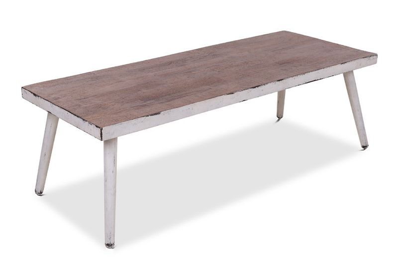 Landhaus Couchtisch JEFF natur-weiß vintage B 150 cm