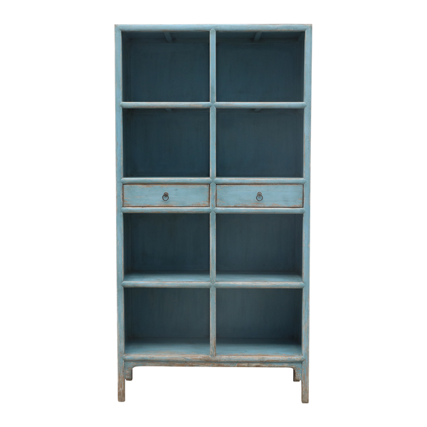 Matz Möbel Altholz Regal antik blau 2 Schubladen, antiker Landhausstil
