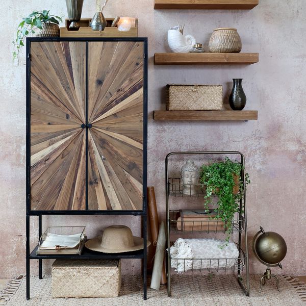 Matz Möbel Altholz Schrank, Highboard BESS mit Ablage Industriedesign