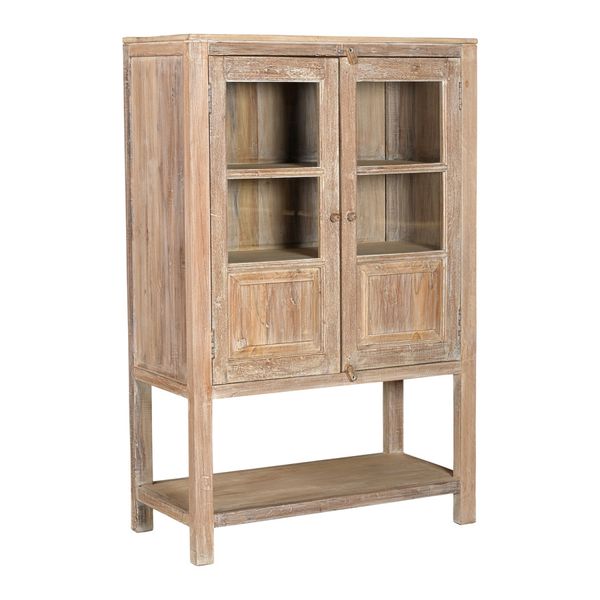 Hochbeinige Altholz Vitrine H 148 im Landhausstil